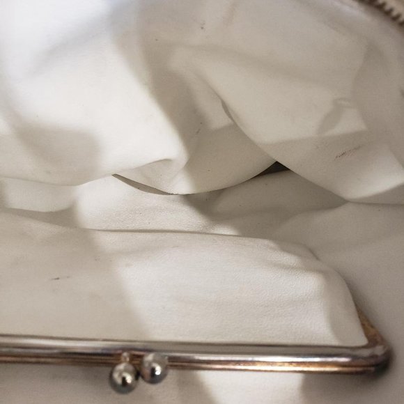 Vintage Morris Moskowitz Blue Leather Hand Bag W/ Interior Kiss Coin Purse - Picture 4 of 10